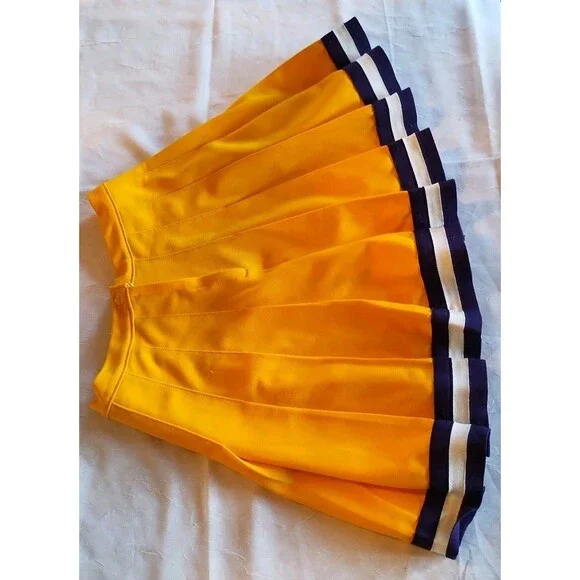 Vintage Dehen 1980s Pleated Cheerleading Skirt Gold Purple Cosplay Cheerleader - Picture 4 of 8